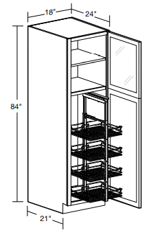 U182484PFGR-PO4WS - Fulton Mocha - Utility 18"x24"x84" 4 Wire Shelf - Single Door Prepped For Glass - Hinges On Right