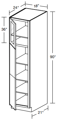 U182490PFGL - Fulton Mocha - Utility 18"x24"x90" - Single Door Prepped For Glass - Hinges On Left