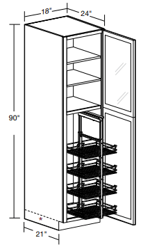 U182490PFGR-PO4WS - Fulton Mocha - Utility 18"x24"x90" 4 Wire Shelf - Single Door Prepped For Glass - Hinges On Right