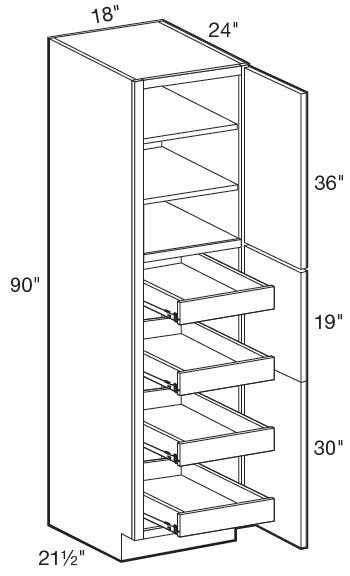 U182490R-4T - Fulton Mocha - Utility 18" x 24" x 90" 4 rollout - Single Door - Hinges On Right