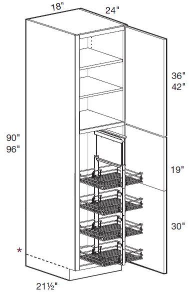 U182490R-PO4WS - Fulton Mocha - Utility 18" x 24" x 90" 4 Wire Shelf - Single Door - Hinges On Right