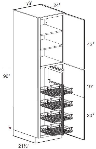 U182496R-PO4WS - Hawthorne Cinnamon - Utility 18" x 24" x 96" 4 Wire Shelf - Single Door - Hinges On Right