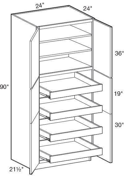 U242490-4T - Hawthorne Cinnamon - Utility 24" x 24" x 90" 4 rollout - Double Doors