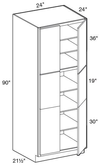 U242490 - Manhattan High Gloss White - Utility 24" x 24" x 90" - Double Doors