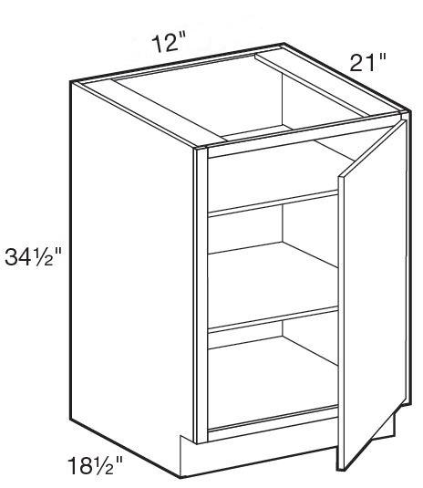 VB1221FHR - Manhattan High Gloss White - Vanity Base Full Height Doors 12" - Single Door - Hinges On Right