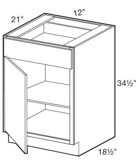 VB1221L - Hawthorne Cinnamon - Vanity Base 12" - Single Door/Single Drawer - Hinges On Left