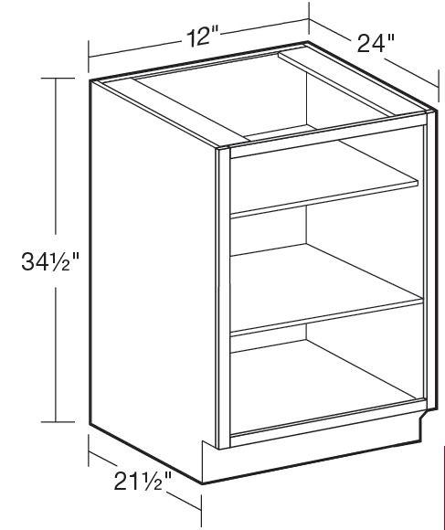 VB1221ND - Manhattan High Gloss White - Vanity Base No Door 12" - Interior Finished To Match Frame