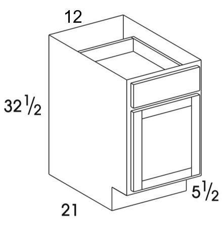 VB12UD - Dartmouth Brownstone - UD Vanity Base Cabinet - Single Door/Drawer - Special Order