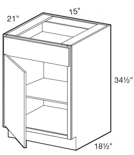 VB1521L - Hawthorne Cinnamon - Vanity Base 15" - Single Door/Single Drawer - Hinges On Left