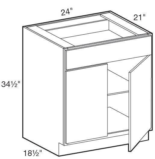 VB2421 - Fulton Mocha - Vanity Base 24" - Double Door/Single Drawer