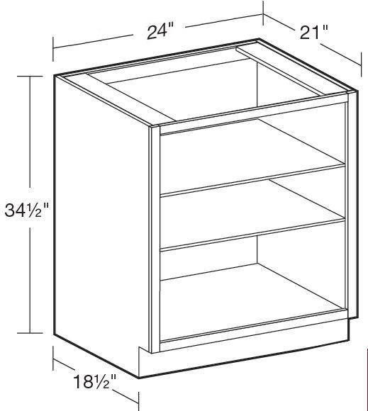 VB2421ND - Fulton Mocha - Vanity Base No Door 24" - Interior Finished To Match Frame