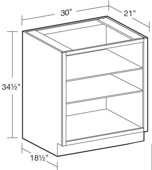 VB3021ND - Fulton Mocha - Vanity Base No Door 30" - Interior Finished To Match Frame