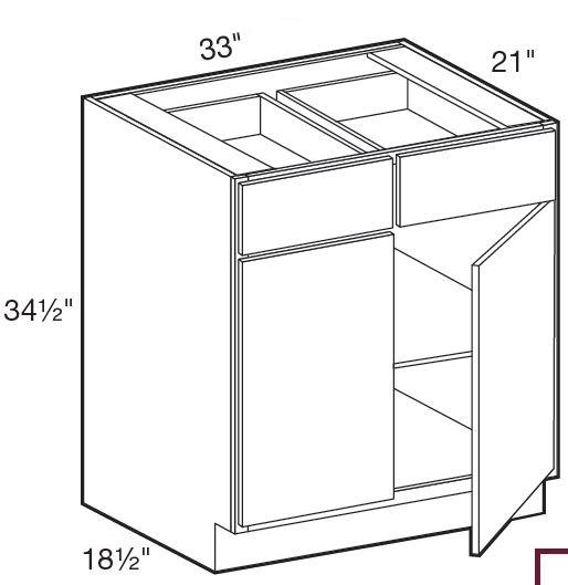 VB3321 - Fulton Mocha - Vanity Base 33" - Double Door/Double Drawer