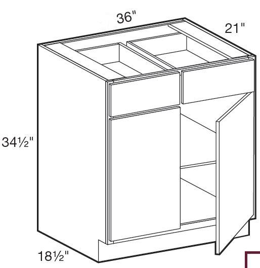 VB3621 - Manhattan High Gloss White - Vanity Base 36" - Double Door/Double Drawer