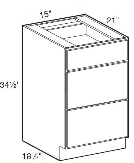 VBD1521 - Manhattan High Gloss Metallic - Vanity Base Drawer 15" x 21" - Triple Drawer