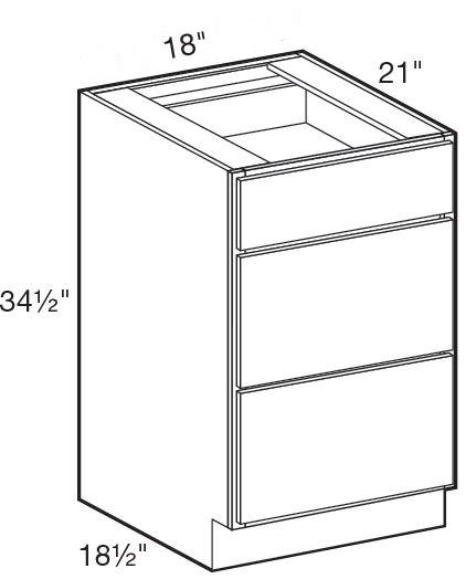 VBD1821 - Fulton Mocha - Vanity Base Drawer 18" x 21" - Triple Drawer