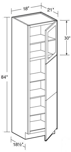 VLC182184PFGR - Fulton Mocha - Vanity Linen Cabinet 18x21x84 - Single Door Prepped For Glass - Hinges On Right