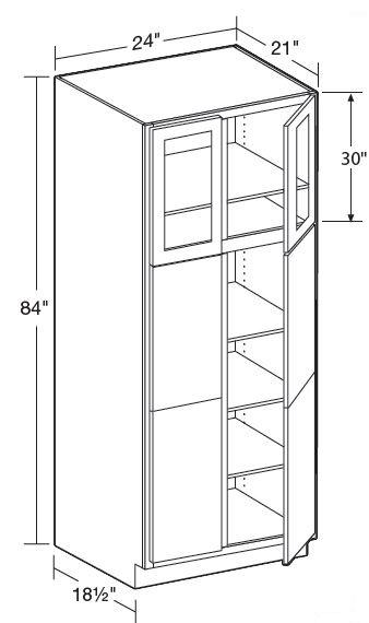 VLC242184PFG - Fulton Mocha - Vanity Linen Cabinet 24"x21"x84" - Double Door Prepped For Glass