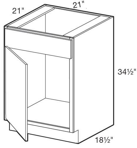 VSB2121L - Fulton Mocha - Vanity Sink Base 21" x 21" - Single Door/Single False Front - Hinges On Left