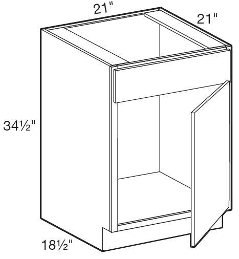 VSB2121R - Fulton Mocha - Vanity Sink Base 21" x 21" - Single Door/Single False Front - Hinges On Right