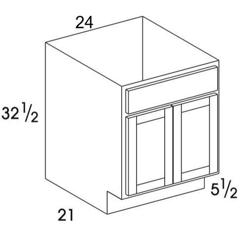 VSB24DDUD - York Grey - UD Vanity Sink Base - Butt Doors - Special Order