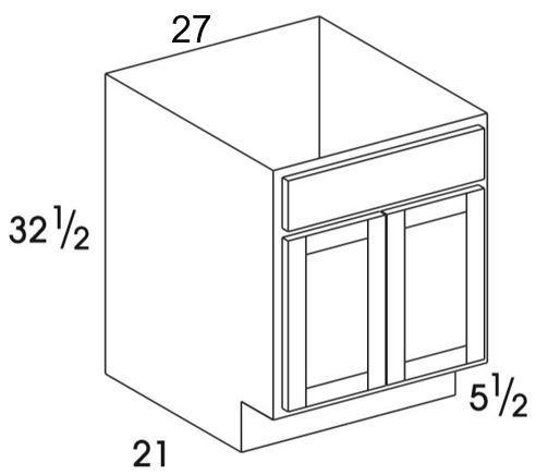 VSB27UD - Dartmouth Brownstone - UD Vanity Sink Base - Butt Doors - Special Order