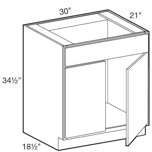 VSB3021 - Fulton Mocha - Vanity Sink Base 30" x 21" - Double Door/Double False Fronts