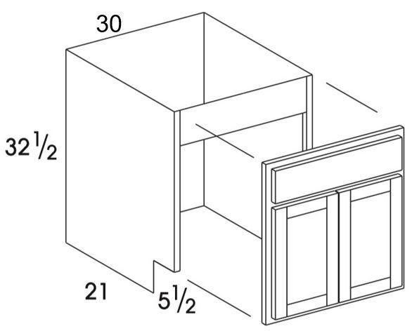 VSB30REMUD - York Grey - UD Removable Front Vanity Sink Base - Butt Doors - Special Order