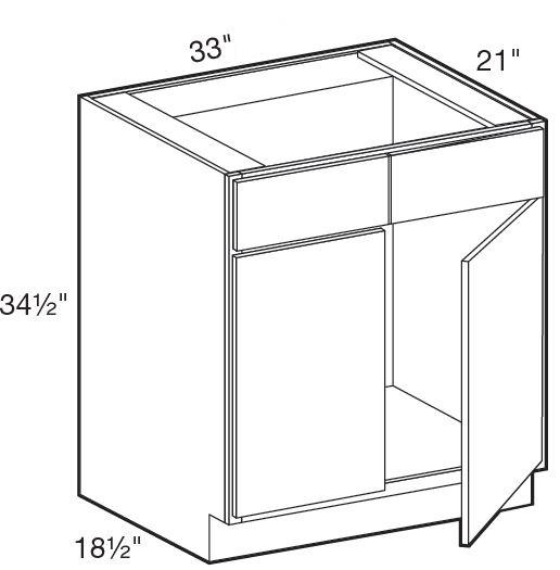 VSB3321 - Fulton Mocha - Vanity Sink Base 33" x 21" - Double Door/Double False Fronts