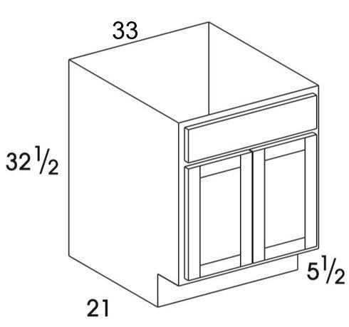 VSB33UD - York Grey - UD Vanity Sink Base - Butt Doors - Special Order