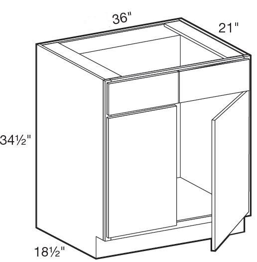 VSB3621 - Fulton Mocha - Vanity Sink Base 36" x 21" - Double Door/Double False Fronts