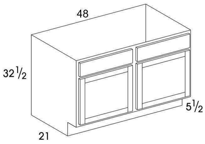 VSB48UD - Dartmouth Grey - UD Vanity Sink Base - Butt Doors - Special Order