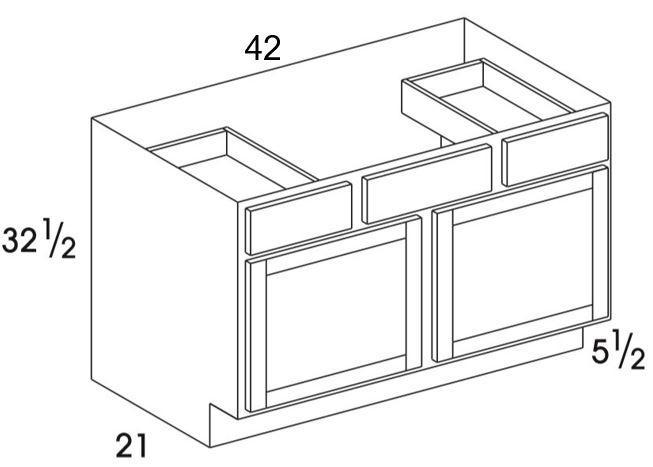 VSDB42UD - Dartmouth Brownstone - UD Vanity Sink/Drawer Combo - Two Doors/Drawers - Special Order