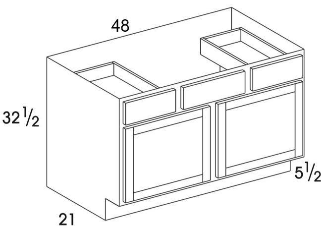 VSDB48UD - Dartmouth Grey - UD Vanity Sink/Drawer Combo - Two Doors/Drawers - Special Order