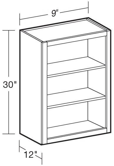 W0930ND - Manhattan High Gloss Metallic - Wall 9"x30"-No Door - Interior Finished To Match Frame