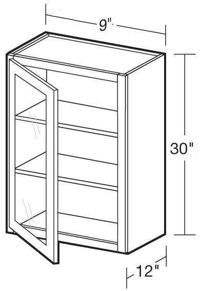 W0930PFGL - Fulton Mocha - Wall 9"x30" - Single Door Prepped For Glass - Hinges On Left