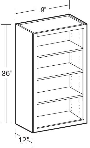 W0936ND - Fulton Mocha - Wall 9"x36"-No Door - Interior Finished To Match Frame