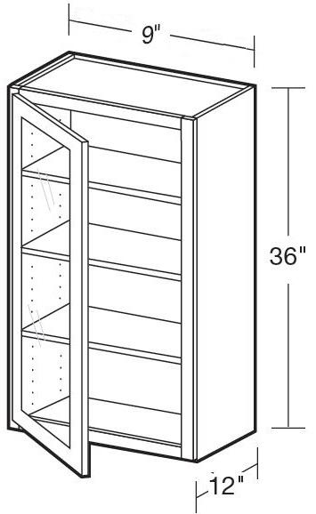 W0936PFGL - Fulton Mocha - Wall 9"x36" - Single Door Prepped For Glass - Hinges On Left