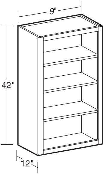 W0942ND - Fulton Mocha - Wall 9"x42"-No Door - Interior Finished To Match Frame