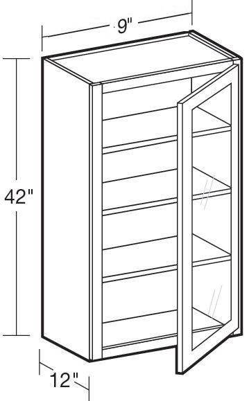 W0942PFGR - Fulton Mocha - Wall 9"x42" - Single Door Prepped For Glass - Hinges On Right