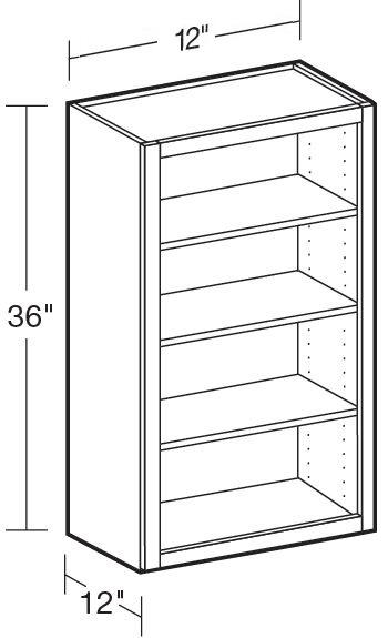 W1236ND - Manhattan High Gloss Metallic - Wall 12"x36"-No Door - Interior Finished To Match Frame