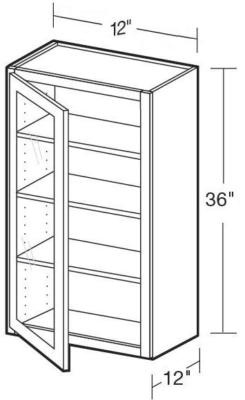 W1236PFGL - Fulton Mocha - Wall 12"x36" - Single Door Prepped For Glass - Hinges On Left