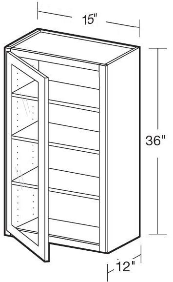 W1536PFGL - Fulton Mocha - Wall 15"x36" - Single Door Prepped For Glass - Hinges On Left