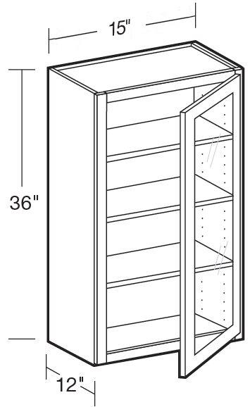 W1536PFGR - Fulton Mocha - Wall 15"x36" - Single Door Prepped For Glass - Hinges On Right