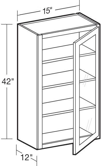 W1542PFGR - Fulton Mocha - Wall 15"x42" - Single Door Prepped For Glass - Hinges On Right