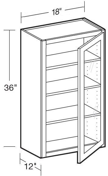 W1836PFGR - Fulton Mocha - Wall 18"x36" - Single Door Prepped For Glass - Hinges On Right