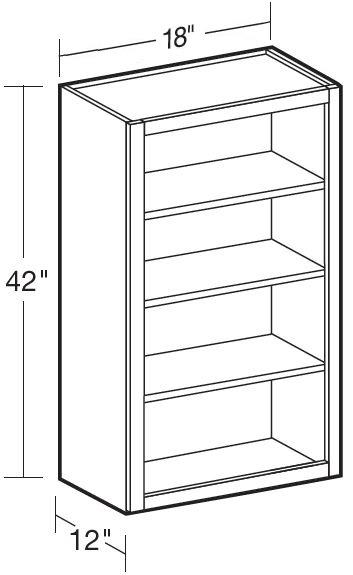 W1842ND - Manhattan High Gloss Metallic - Wall 18"x42"-No Door - Interior Finished To Match Frame