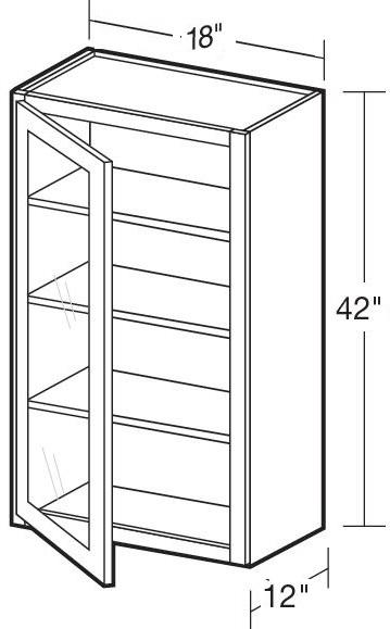 W1842PFGL - Fulton Mocha - Wall 18"x42" - Single Door Prepped For Glass - Hinges On Left