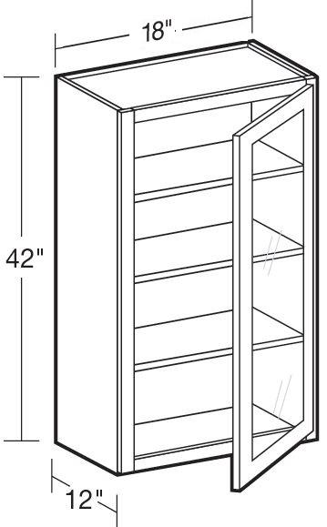 W1842PFGR - Fulton Mocha - Wall 18"x42" - Single Door Prepped For Glass - Hinges On Right