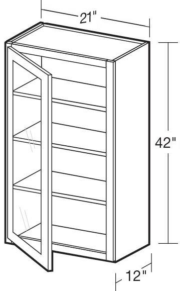 W2142PFGL - Fulton Mocha - Wall 21"x42" - Single Door Prepped For Glass - Hinges On Left